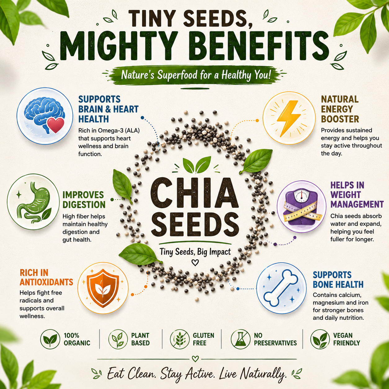 RawOrgano Organic Chia Seeds 100g - Image 2