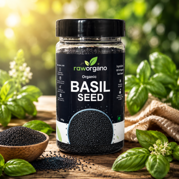 RawOrgano Organic Basil Seeds 100g