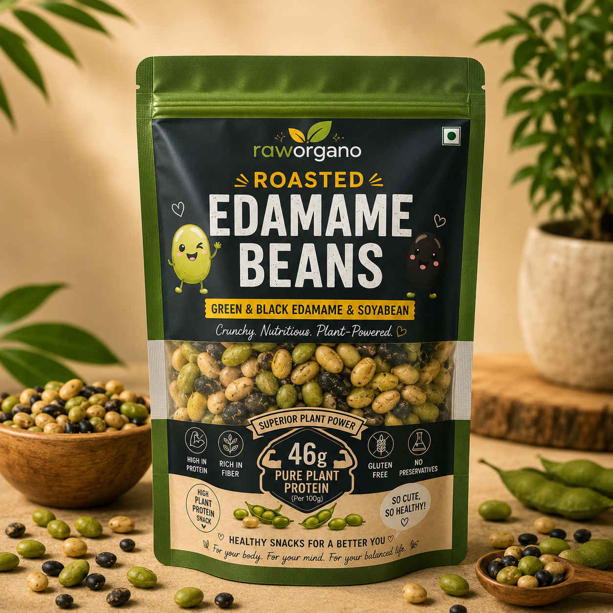 RawOrgano Roasted Edamame Beans 200g
